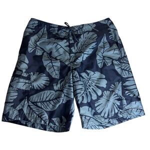 Columbia Mens Swim Shorts Trunks Size 38 Blue Floral Cargo Pocket Beach Vacation